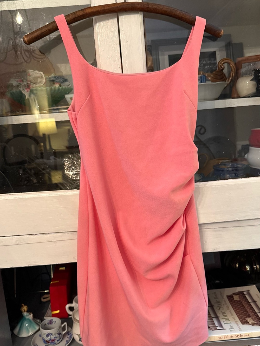 Sleeveless Draped Mini Dress in Coral Pink